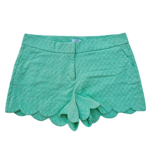 Scallop Hem Shorts Crown Ivy Shelby Plus Size 14 Green Stretch Geo Texture NWOT - Picture 1 of 5